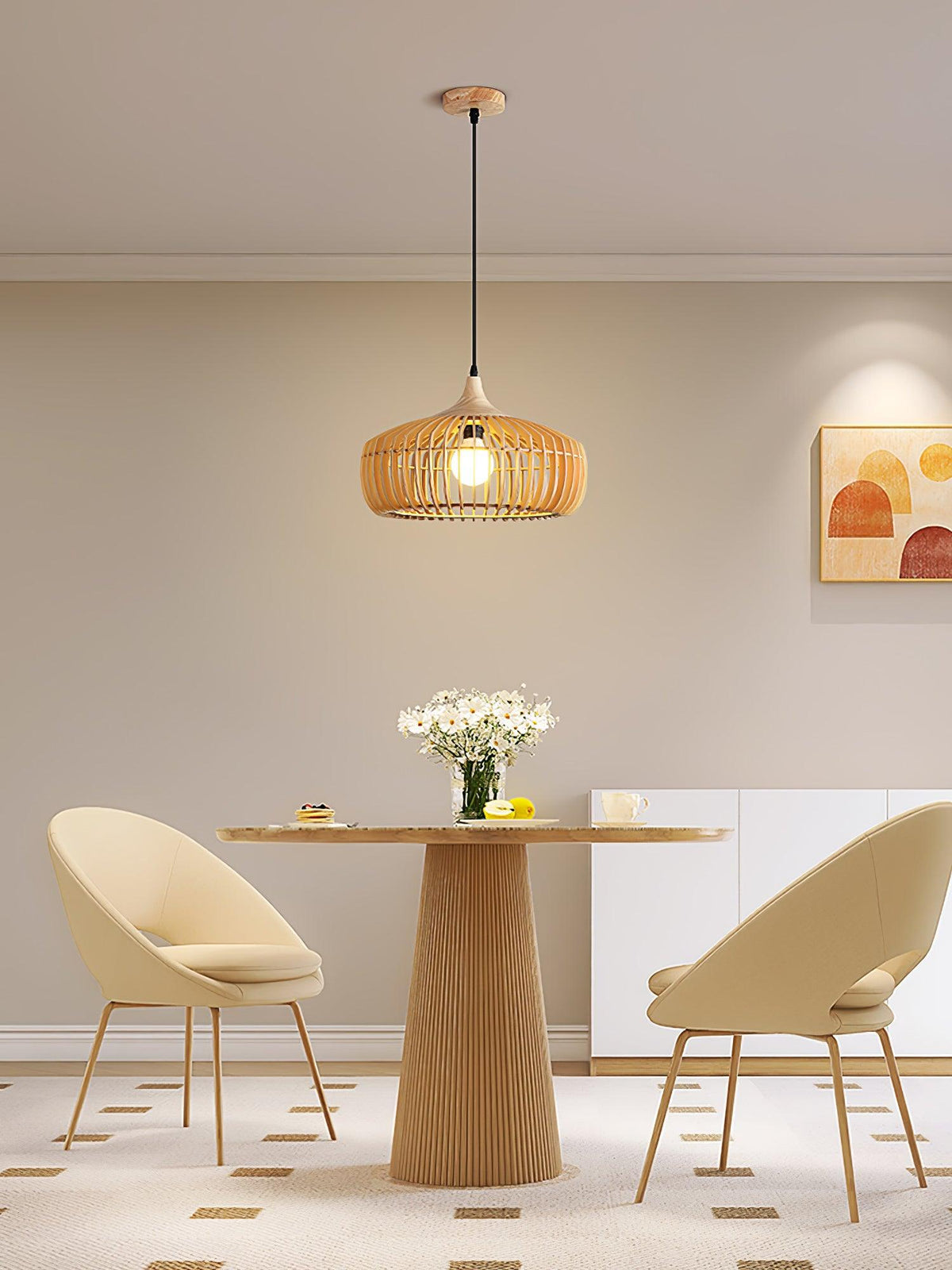 Lattice Nest Wooden Pendant Light – Modern Handcrafted Ceiling Lamp