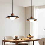 Pyra Stone Pendant Light – Black Travertine & Walnut LED Pendant