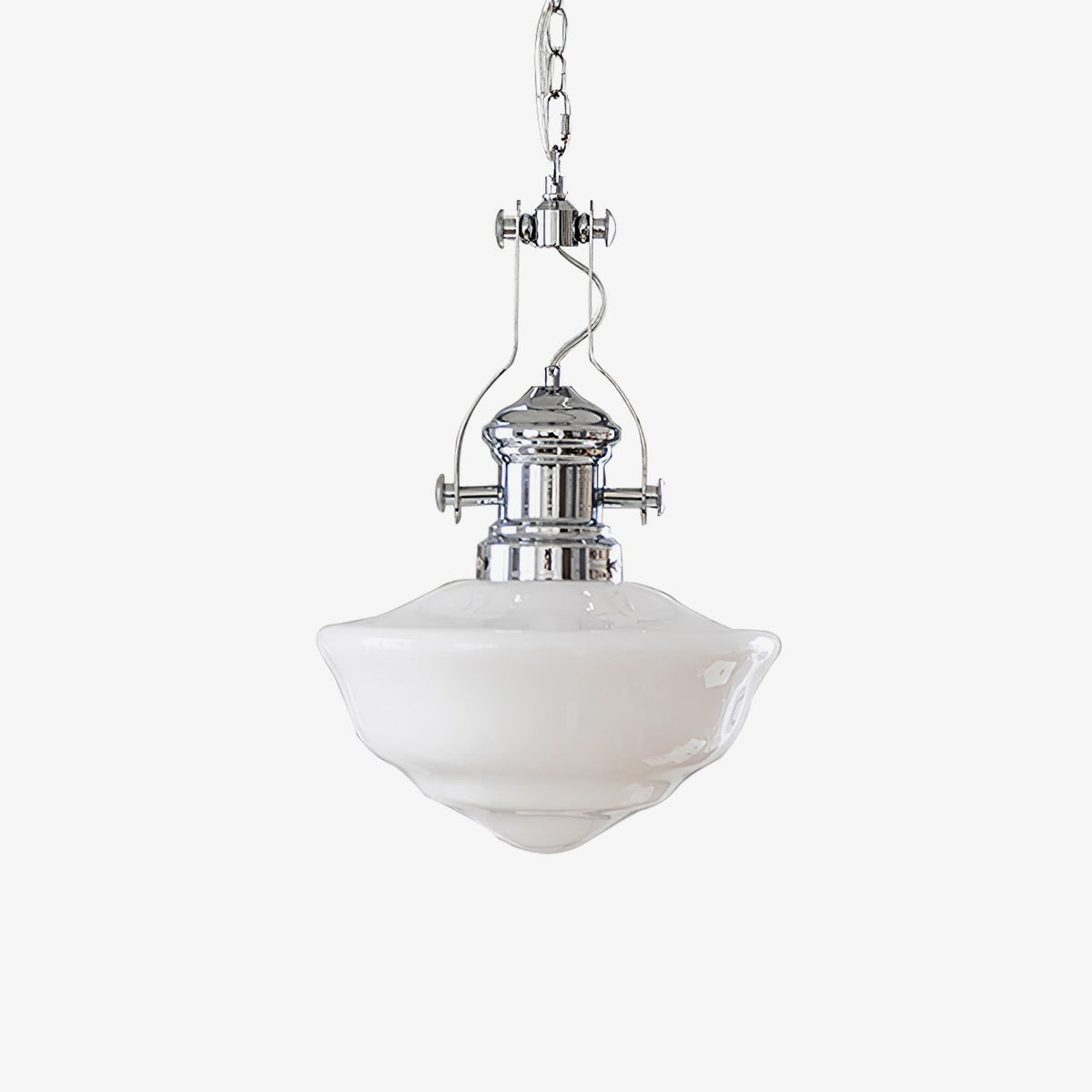 Lavagna Schoolhouse Pendant Light – Handcrafted Glass Shade, Chrome Finish