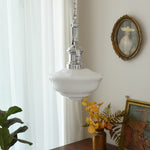 Lavagna Schoolhouse Pendant Light – Handcrafted Glass Shade, Chrome Finish