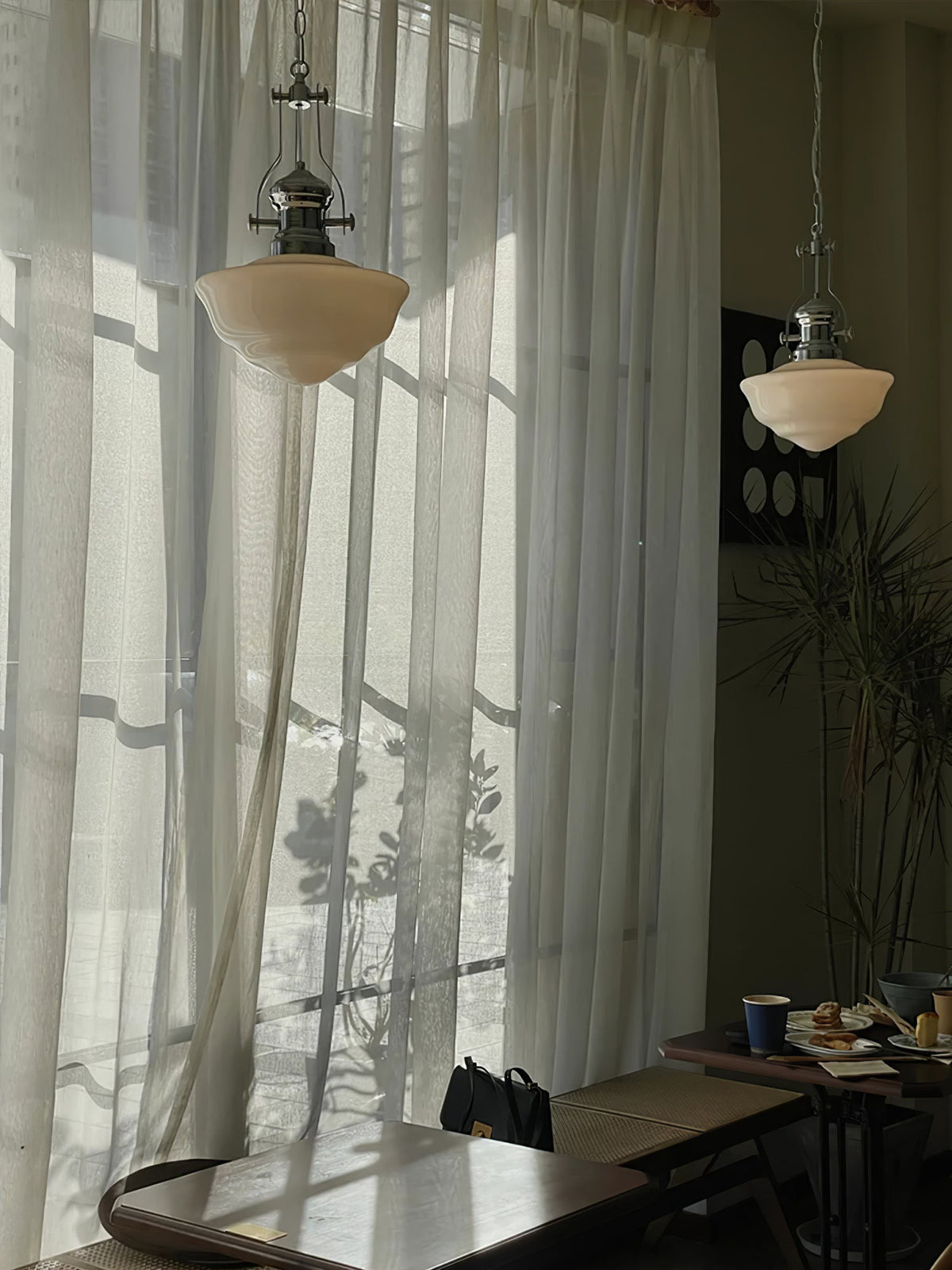 Lavagna Schoolhouse Pendant Light – Handcrafted Glass Shade, Chrome Finish