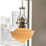 Lavagna Schoolhouse Pendant Light – Handcrafted Glass Shade, Chrome Finish