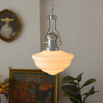 Lavagna Schoolhouse Pendant Light – Handcrafted Glass Shade, Chrome Finish