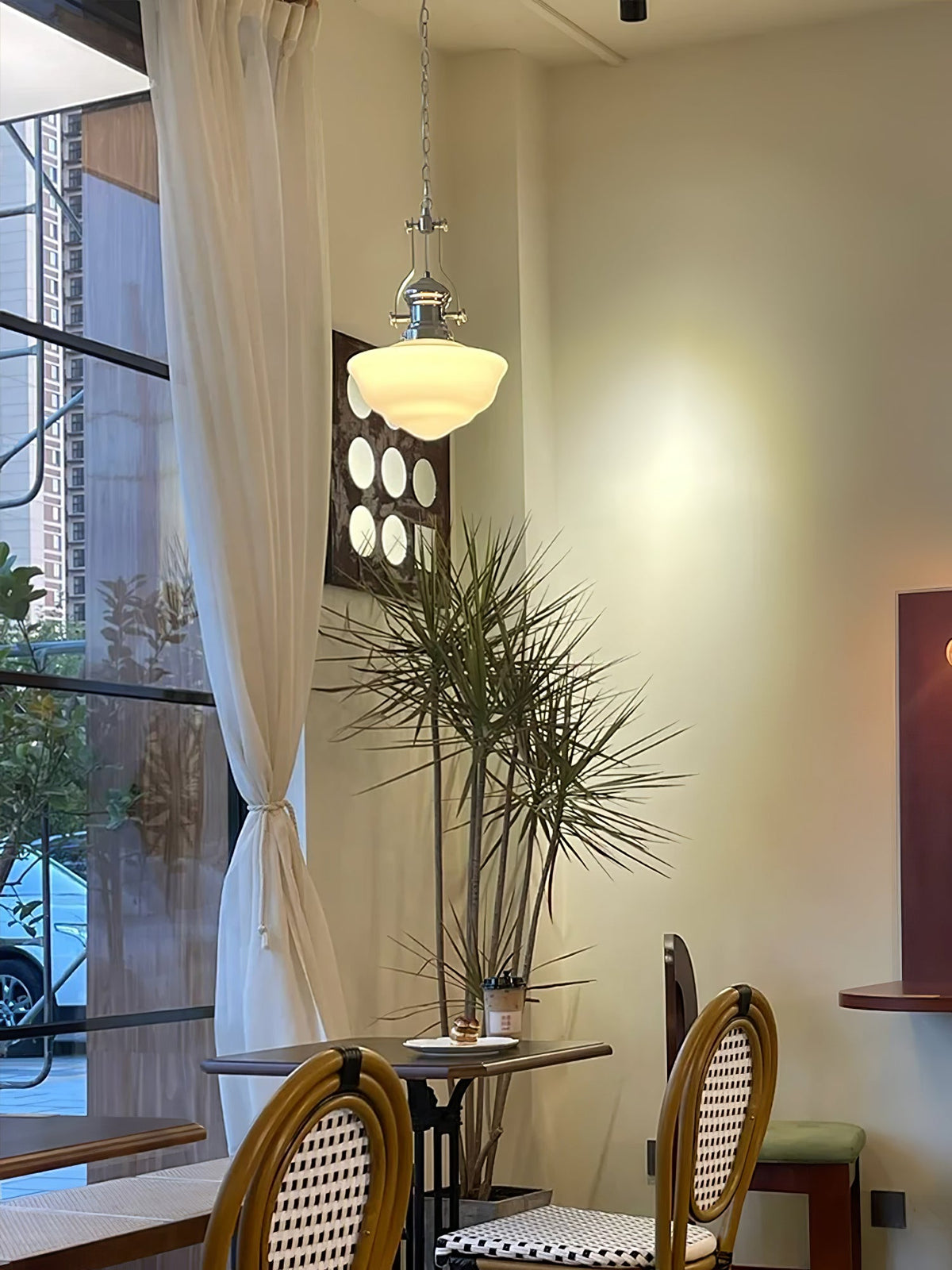 Lavagna Schoolhouse Pendant Light – Handcrafted Glass Shade, Chrome Finish