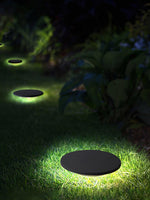 Solar Disc Lawn Light – Matte Black Aluminium Spike Garden Lamp