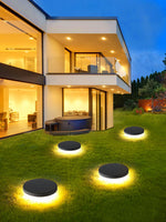 Solar Disc Lawn Light – Matte Black Aluminium Spike Garden Lamp