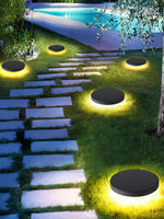 Solar Disc Lawn Light – Matte Black Aluminium Spike Garden Lamp