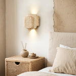 Layered Travertine Wall Sconce with Warm Ambient Glow