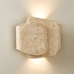 Layered Travertine Wall Sconce with Warm Ambient Glow