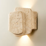 Layered Travertine Wall Sconce with Warm Ambient Glow