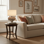 Leaf Ceramic Table Lamp with Fabric Shade for Bedroom and Living Room