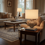 Leaf Ceramic Table Lamp with Fabric Shade for Bedroom and Living Room