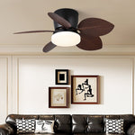Leaf Breeze Ceiling Fan Light with LED – Modern Walnut or Black Finish