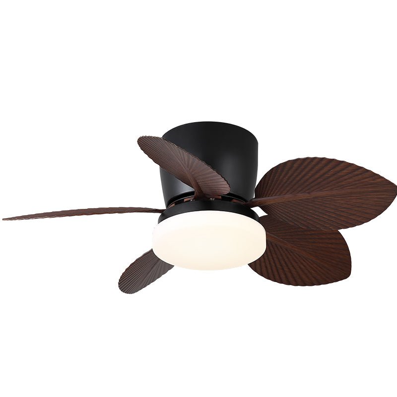 Leaf Breeze Ceiling Fan Light with LED – Modern Walnut or Black Finish