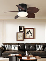 Leaf Breeze Ceiling Fan Light with LED – Modern Walnut or Black Finish