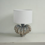 Leaf Ceramic Table Lamp with Fabric Shade for Bedroom and Living Room