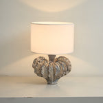 Leaf Ceramic Table Lamp with Fabric Shade for Bedroom and Living Room