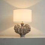 Leaf Ceramic Table Lamp with Fabric Shade for Bedroom and Living Room