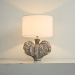 Leaf Ceramic Table Lamp with Fabric Shade for Bedroom and Living Room