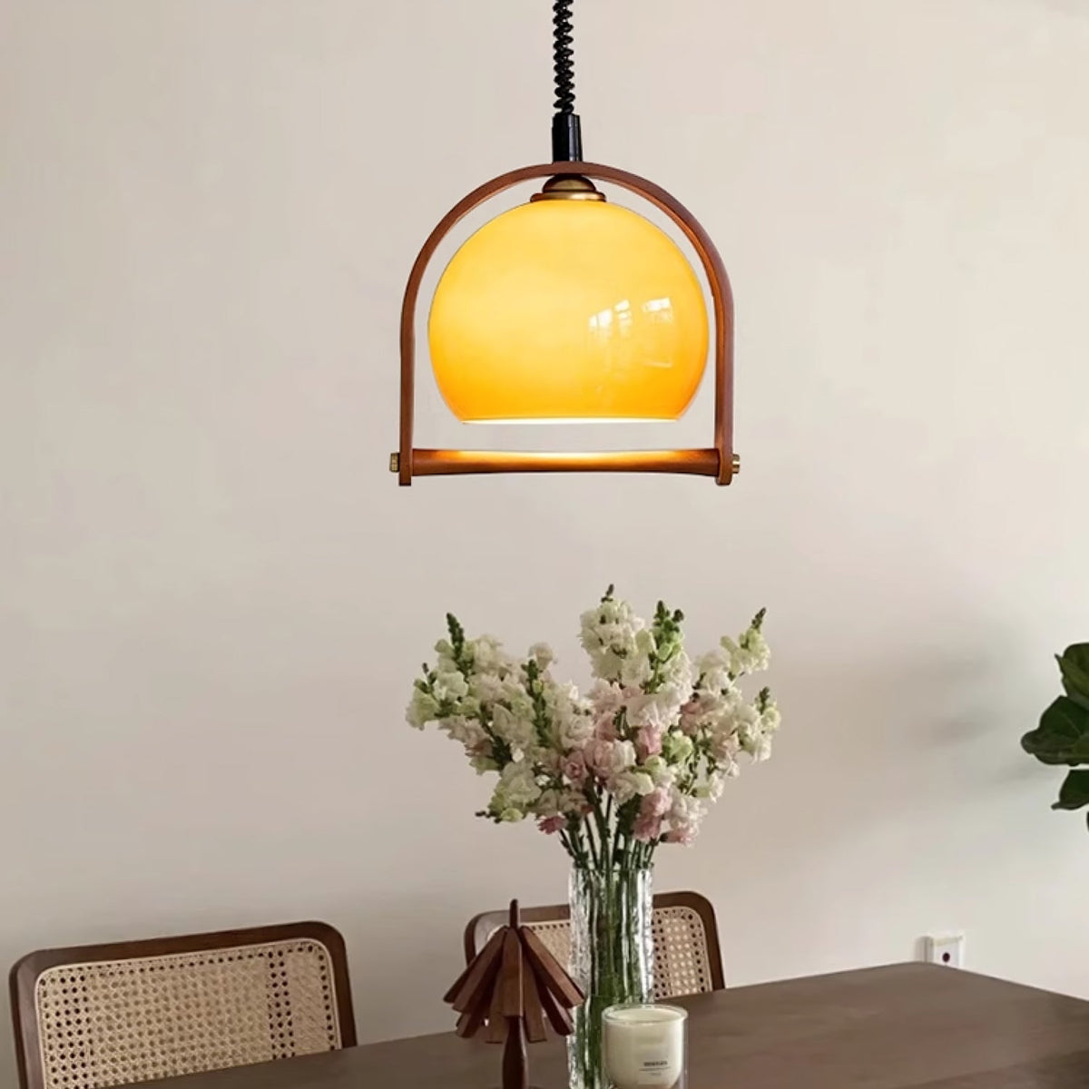 Levitation Dijkstra Pendant Light – Modern Wood & Glass Hanging Lamp for Dining Room, Kitchen Island, Bedroom