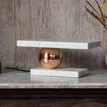 Levoro Stone Table Lamp with Green Marble and Gold Sphere