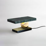 Levoro Stone Table Lamp with Green Marble and Gold Sphere