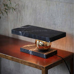 Levoro Stone Table Lamp with Green Marble and Gold Sphere