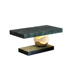 Levoro Stone Table Lamp with Green Marble and Gold Sphere