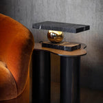 Levoro Stone Table Lamp with Green Marble and Gold Sphere