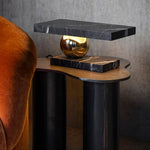 Levoro Stone Table Lamp with Green Marble and Gold Sphere