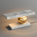 Levoro Stone Table Lamp with Green Marble and Gold Sphere