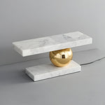 Levoro Stone Table Lamp with Green Marble and Gold Sphere