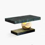 Levoro Stone Table Lamp with Green Marble and Gold Sphere