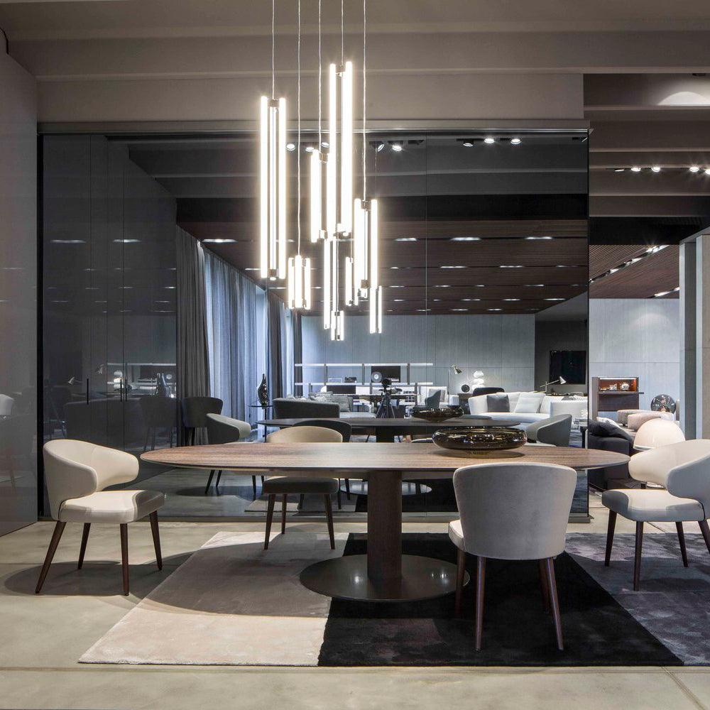 Lia Minimalist LED Pendant Light in Chrome and White