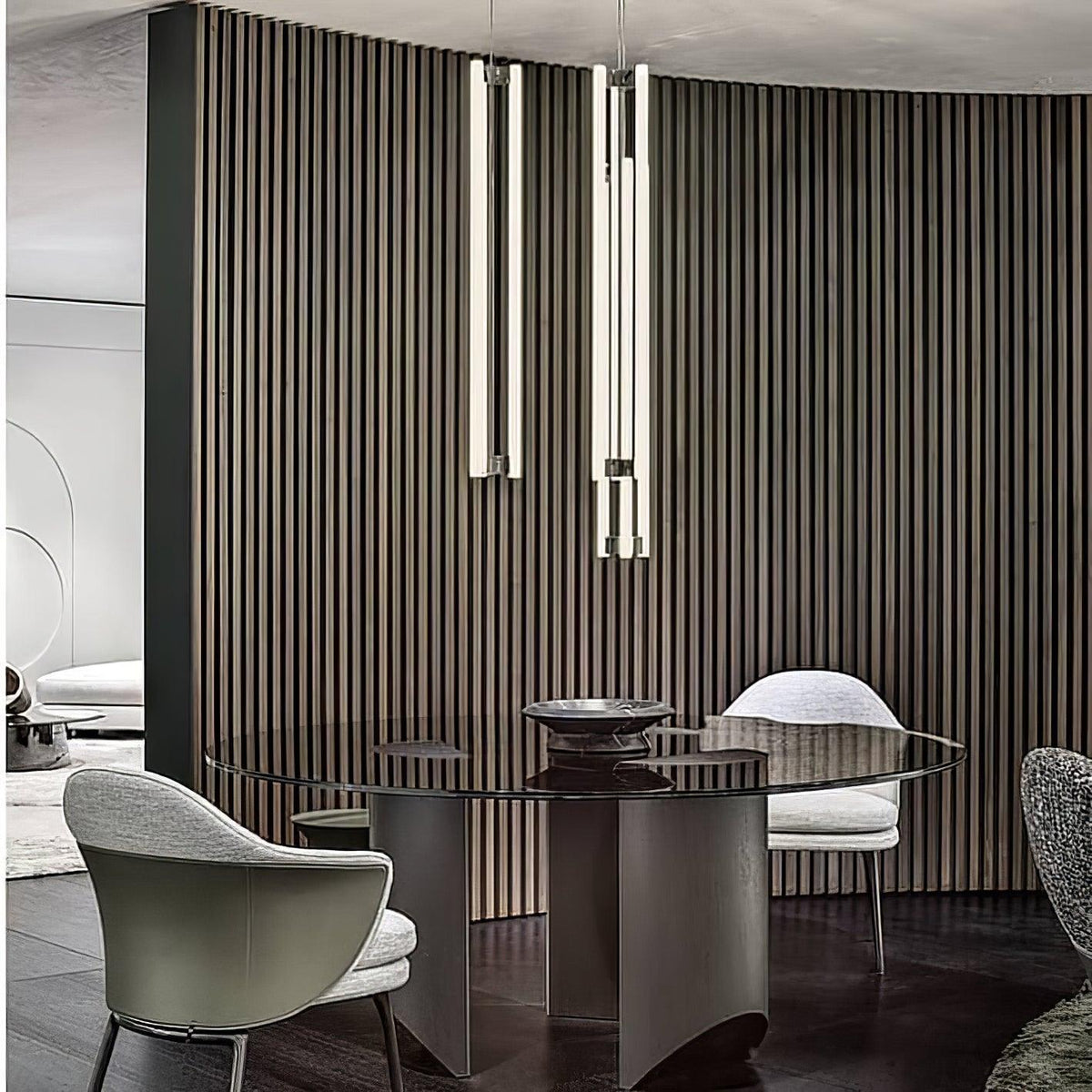 Lia Minimalist LED Pendant Light in Chrome and White