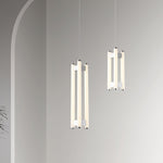 Lia Minimalist LED Pendant Light in Chrome and White