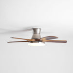Liam Ceiling Fan Light with LED – Modern Walnut & Brass Fan