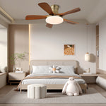 Liam Ceiling Fan Light with LED – Modern Walnut & Brass Fan
