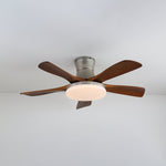 Liam Ceiling Fan Light with LED – Modern Walnut & Brass Fan