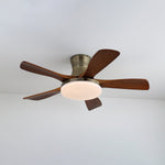 Liam Ceiling Fan Light with LED – Modern Walnut & Brass Fan