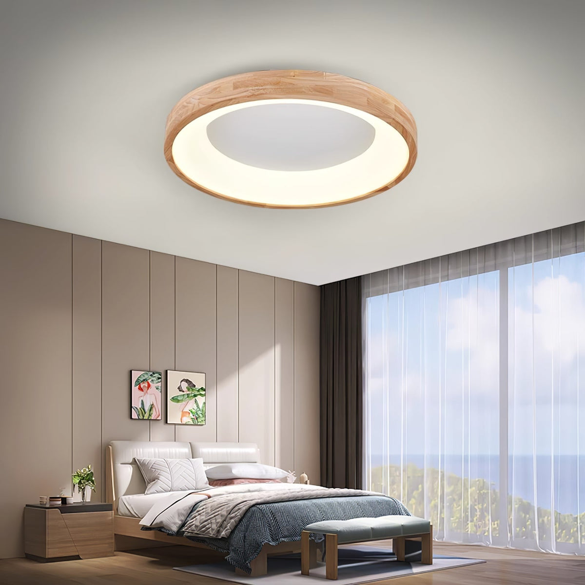 Ligna Square LED Ceiling Light in Wood and Acrylic