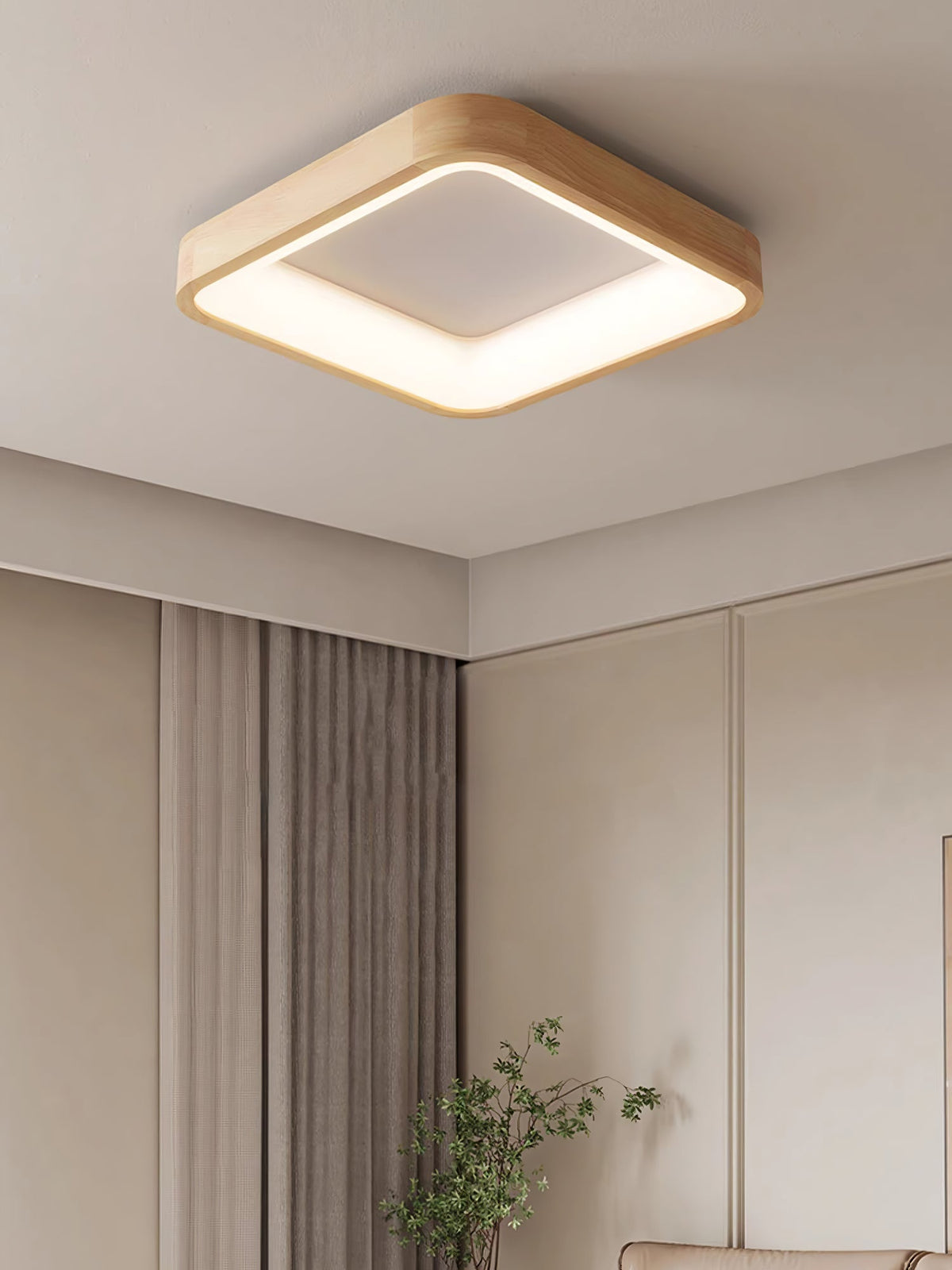 Ligna Square LED Ceiling Light in Wood and Acrylic