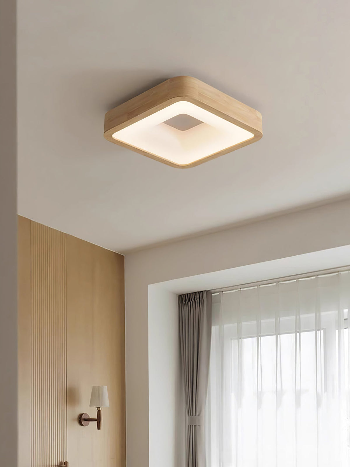 Ligna Square LED Ceiling Light in Wood and Acrylic