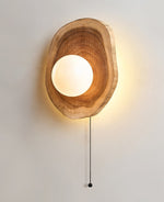 Ligna Wall Sconce in Natural Wood with White Glass Globe