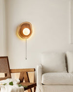 Ligna Wall Sconce in Natural Wood with White Glass Globe