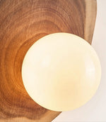 Ligna Wall Sconce in Natural Wood with White Glass Globe