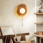 Ligna Wall Sconce in Natural Wood with White Glass Globe