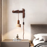 Ligno Arc Wall Sconce in Travertine and Walnut