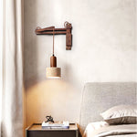 Ligno Arc Wall Sconce in Travertine and Walnut