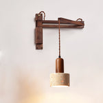 Ligno Arc Wall Sconce in Travertine and Walnut